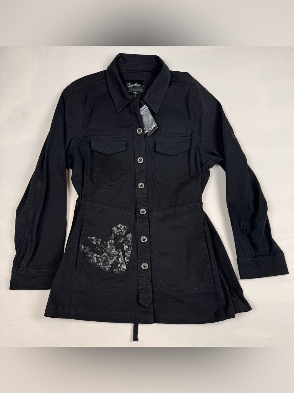 NWT Torrid Love Sick Twill Anorak Jacket Sequin Skull Black Women’s L MSRP $109